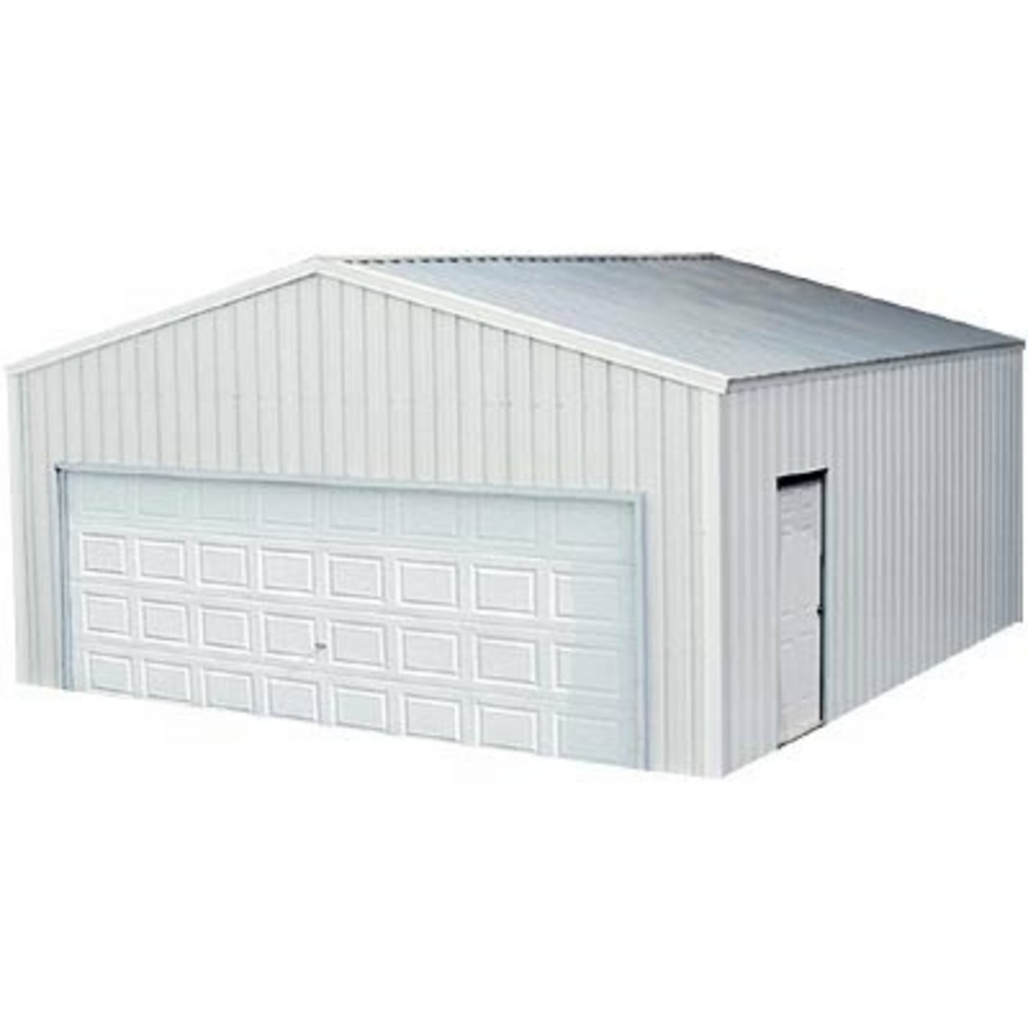 VersaTube Steel Garage Package — 20ft. 2in.L x 20ft.W x 8ft.H, White Siding, White Roof and Trim